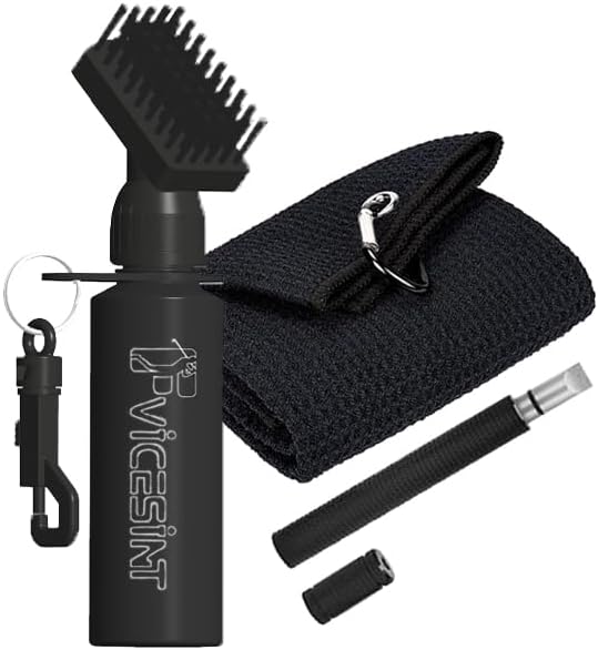 3 PCS Golf Club Brush Covers, Essential Accessories for Golf Clubs, Squeeze Bottle to Hold 4 Ounces of Water and Nylon Brush Head, Golf Groove Cleaning Knife, Golf Cleaning Towel