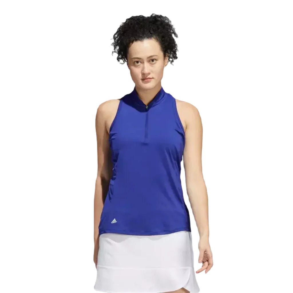 Adidas Racerback Ladies Sleeveless Polo Shirt - Blue
