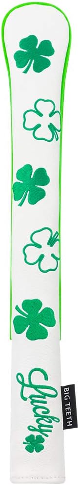 BIG TEETH Golf Alignment Stick Cover Holds at Least 2 Sticks, Golf Stick Cover Leather Cover for Alignment Sticks, Lucky Clover Alignment Case Holder Golf Club Protector
