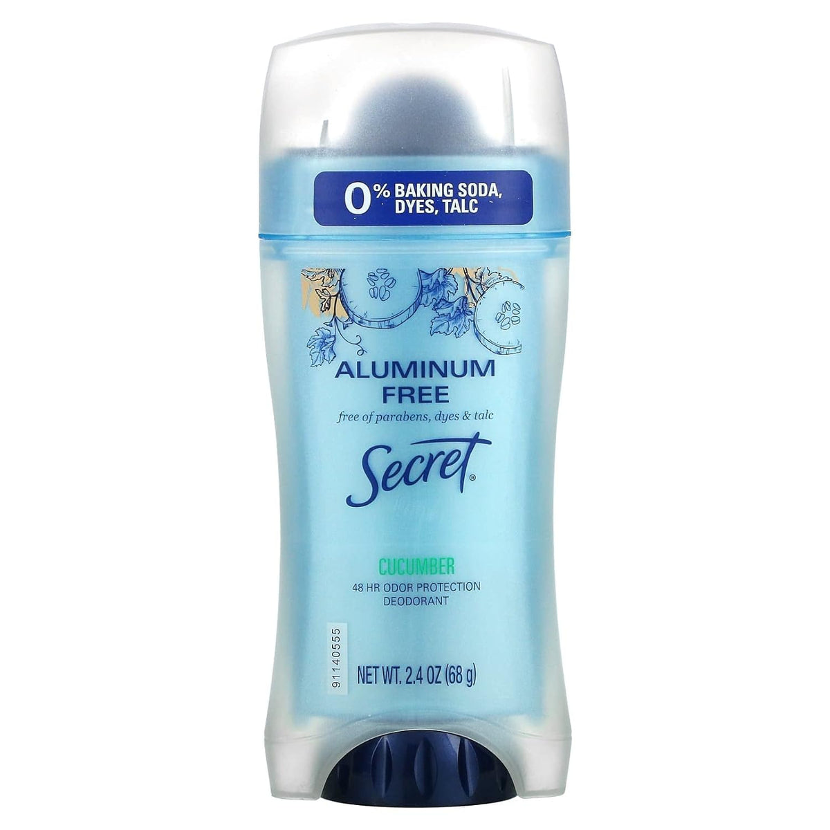 Secret Aluminum Free Deodorant, Cucumber scent, 2.4oz (Pack of 3)