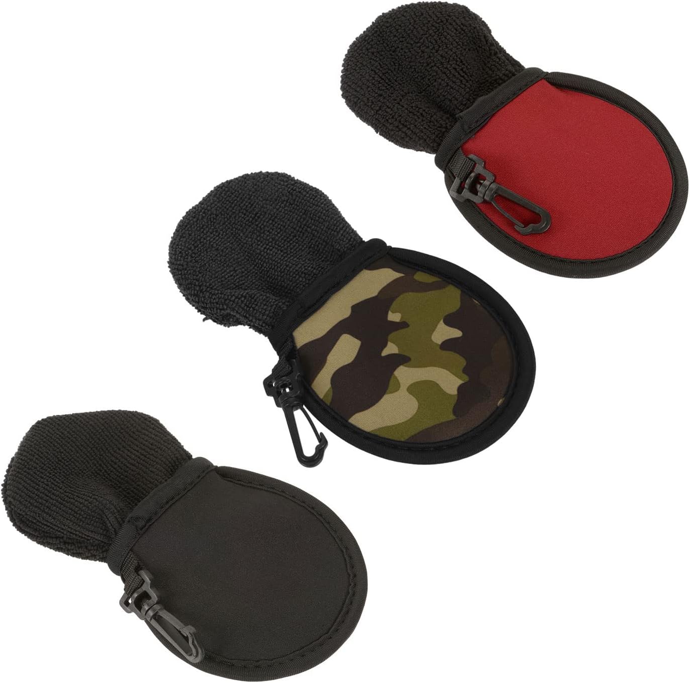 3 Pack Gold Ball Washer - Golf Portable Cleaner Towel Pouch Pocket, Soft & Comfortable, Apply to Outdoor (Red Black Green)