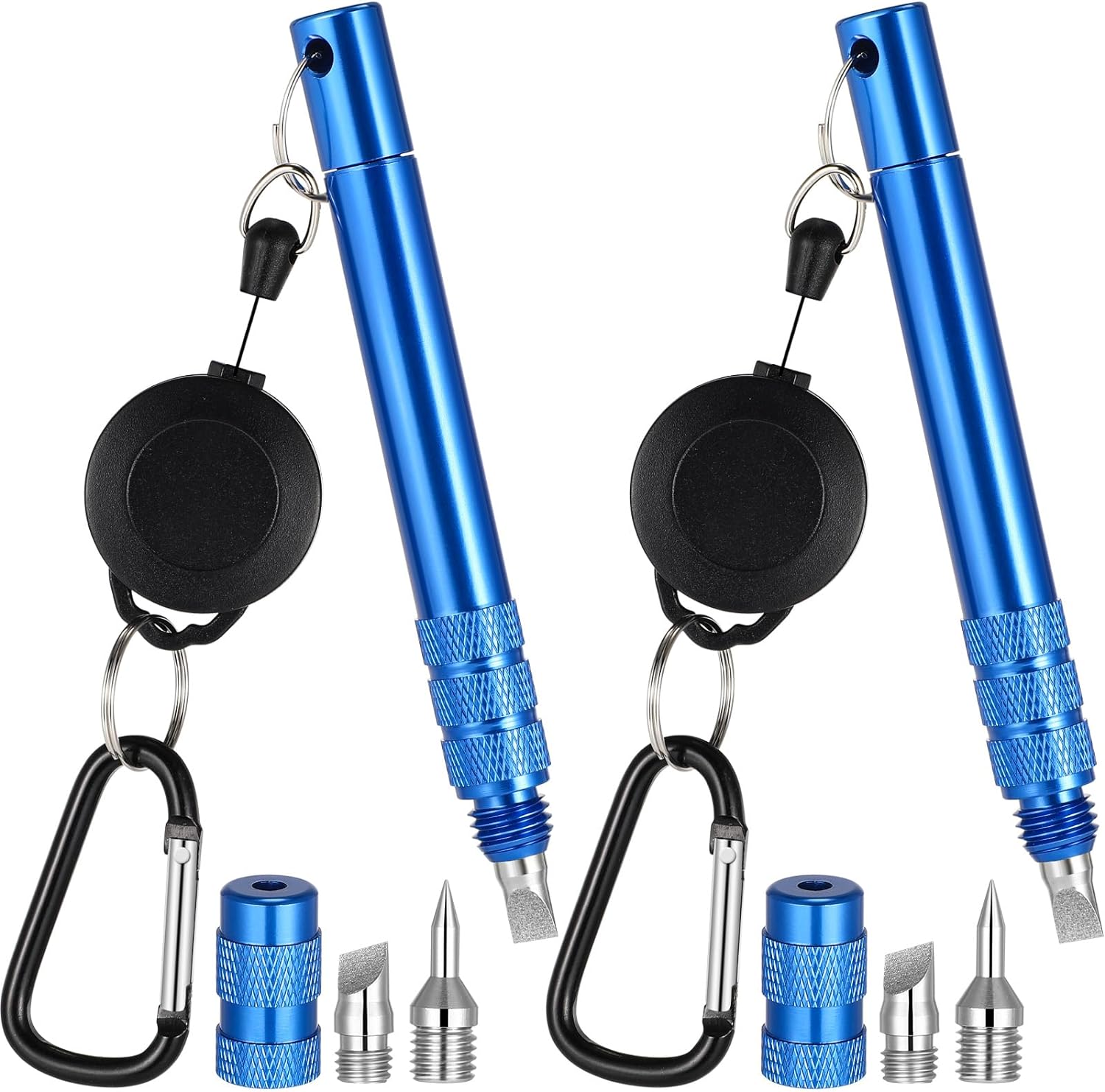 2 Pcs Golf Club Groove Sharpener Tool Golf Groove Sharpener with 3 Replaceable Heads Aluminum Alloy Shaft Groove Cleaner Tool Golf Fit for U and V Grooves Re Grooving Tool