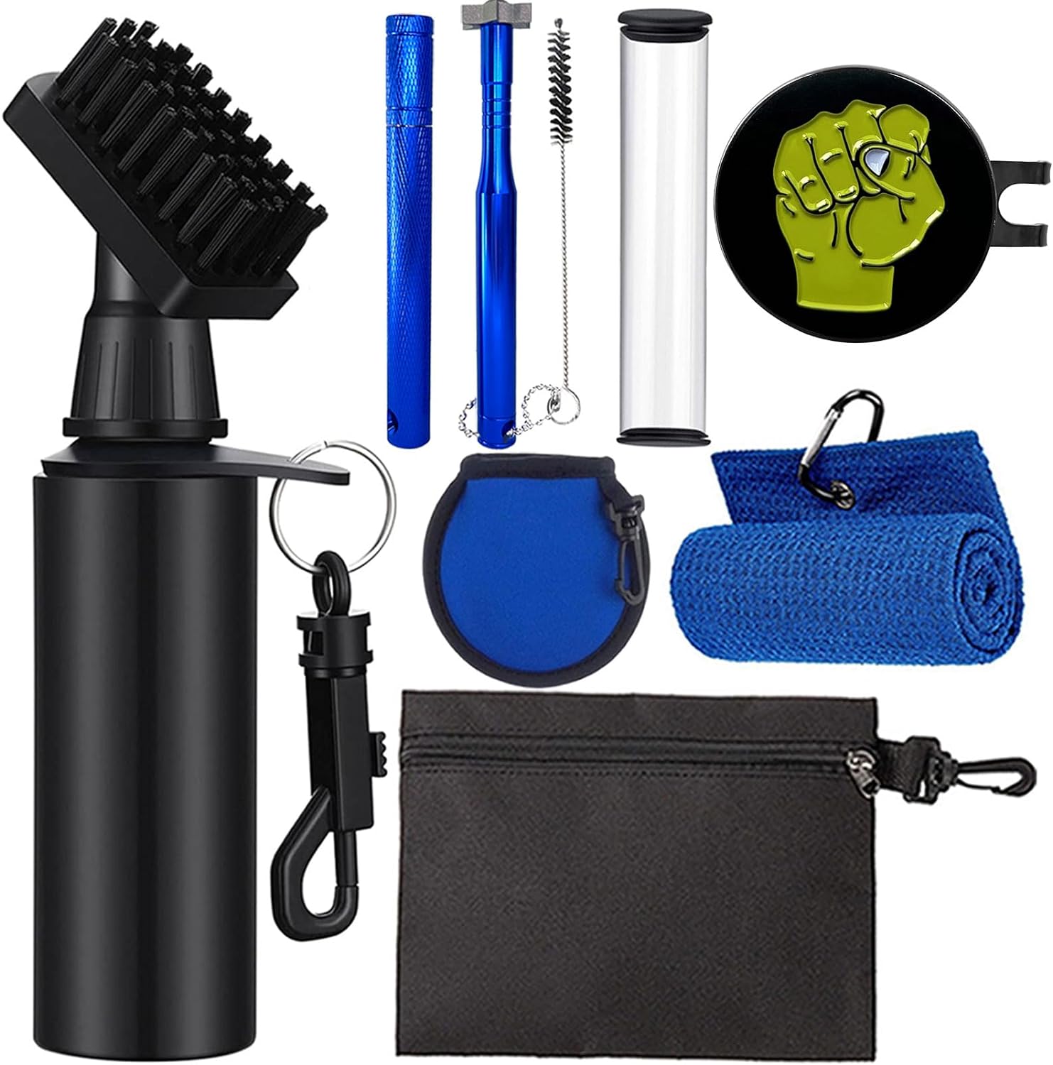 7 in 1 Golf Cleaning Tool and Strong Magnetic Golf Hat Clip with Ball Marker