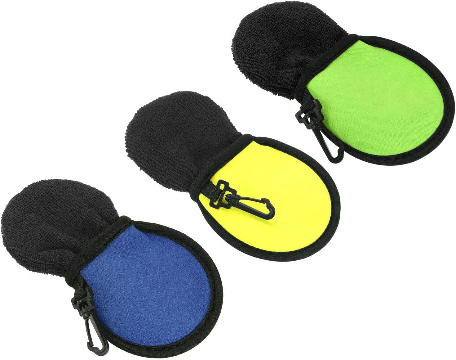 3 Pack Gold Ball Washer - Golf Portable Cleaner Towel Pouch Pocket, Soft & Comfortable, Apply to Outdoor (Green Yellow Blue)