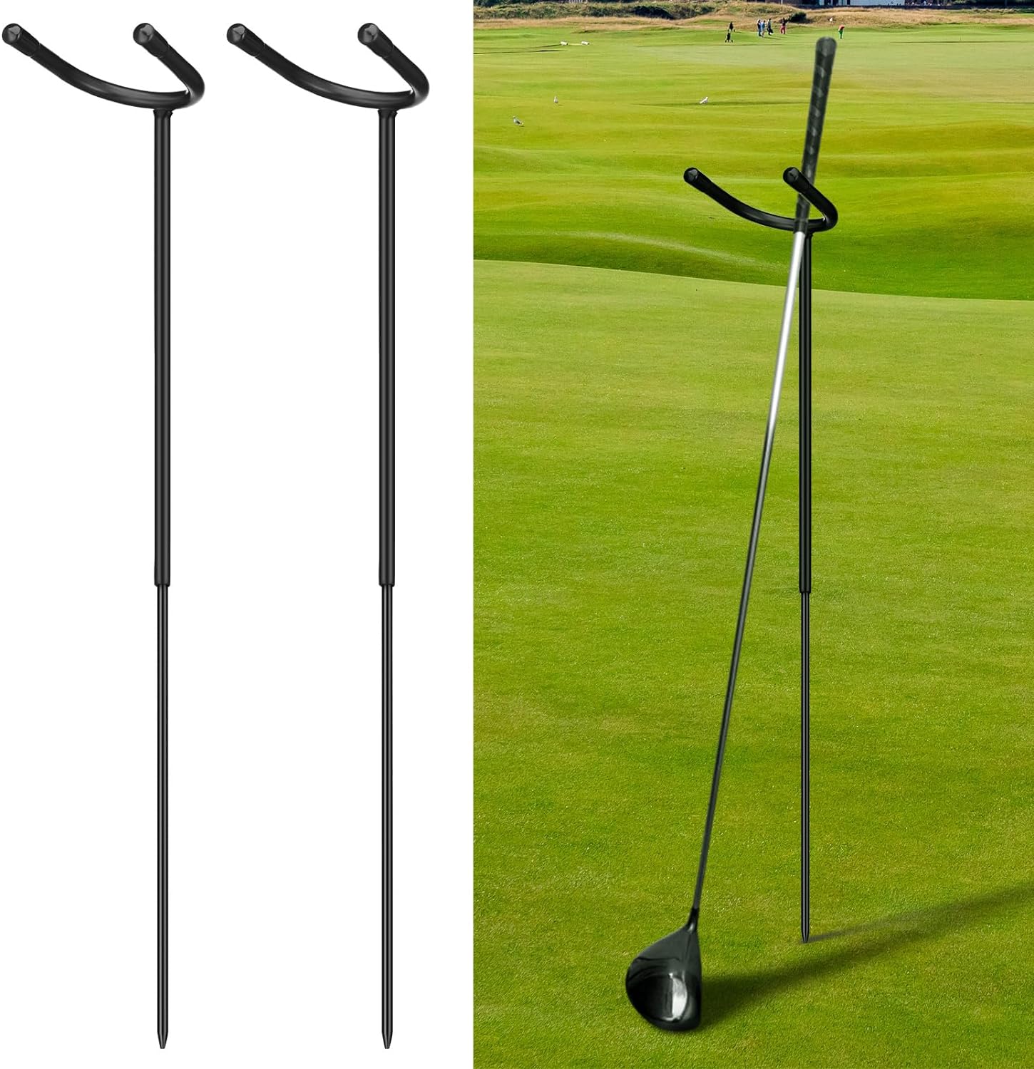 2 Pcs U Shaped Golf Club Holder Keeps Your Clubs Clean, Dry and Visible, Soft Rubber Covered Metal Golf Club Holder Protects Your Clubs and Bag, Easy to Carry Golf Club Holder