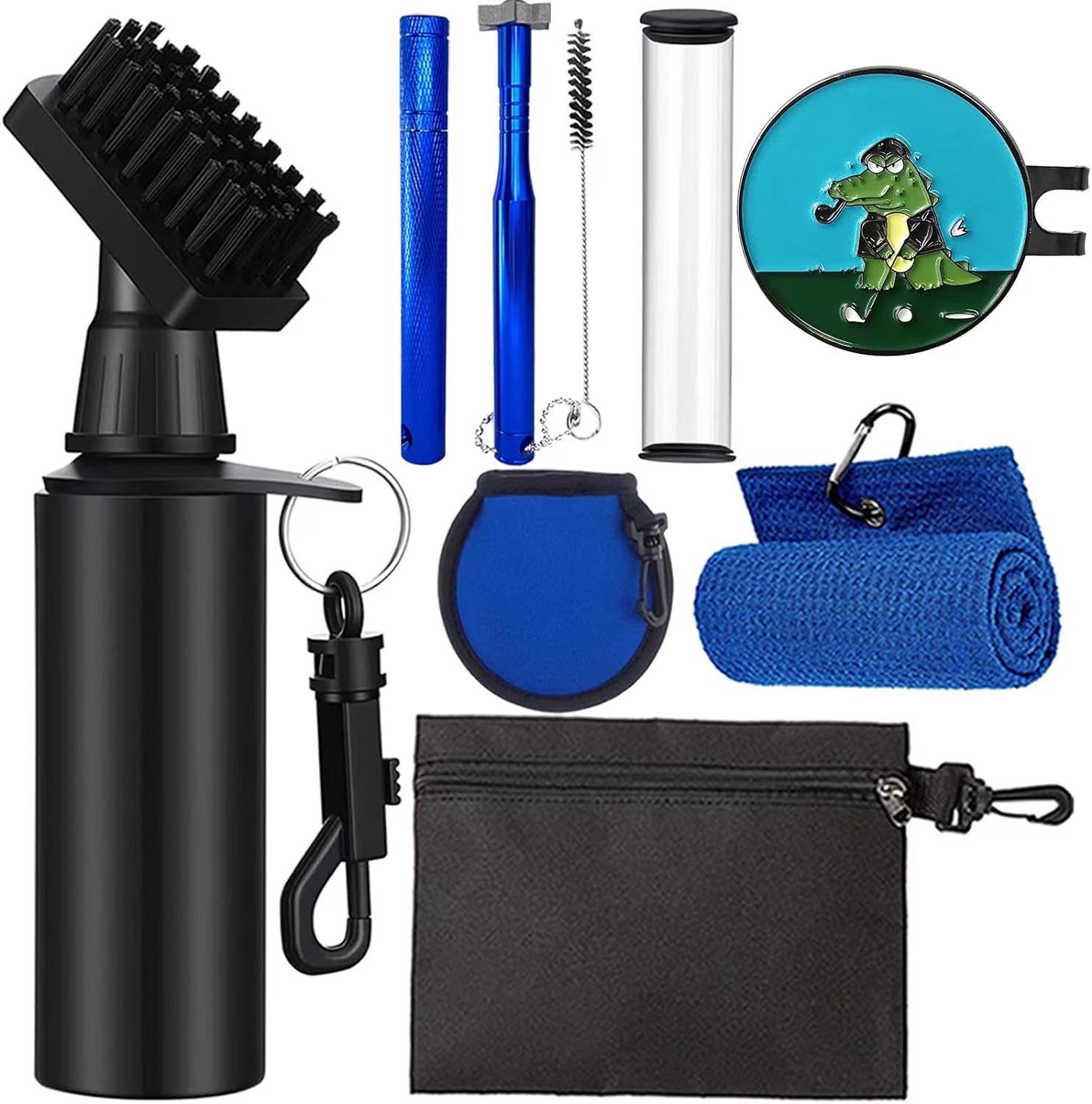 7 in 1 Golf Cleaning Tool and Strong Magnetic Golf Hat Clip with Ball Marker