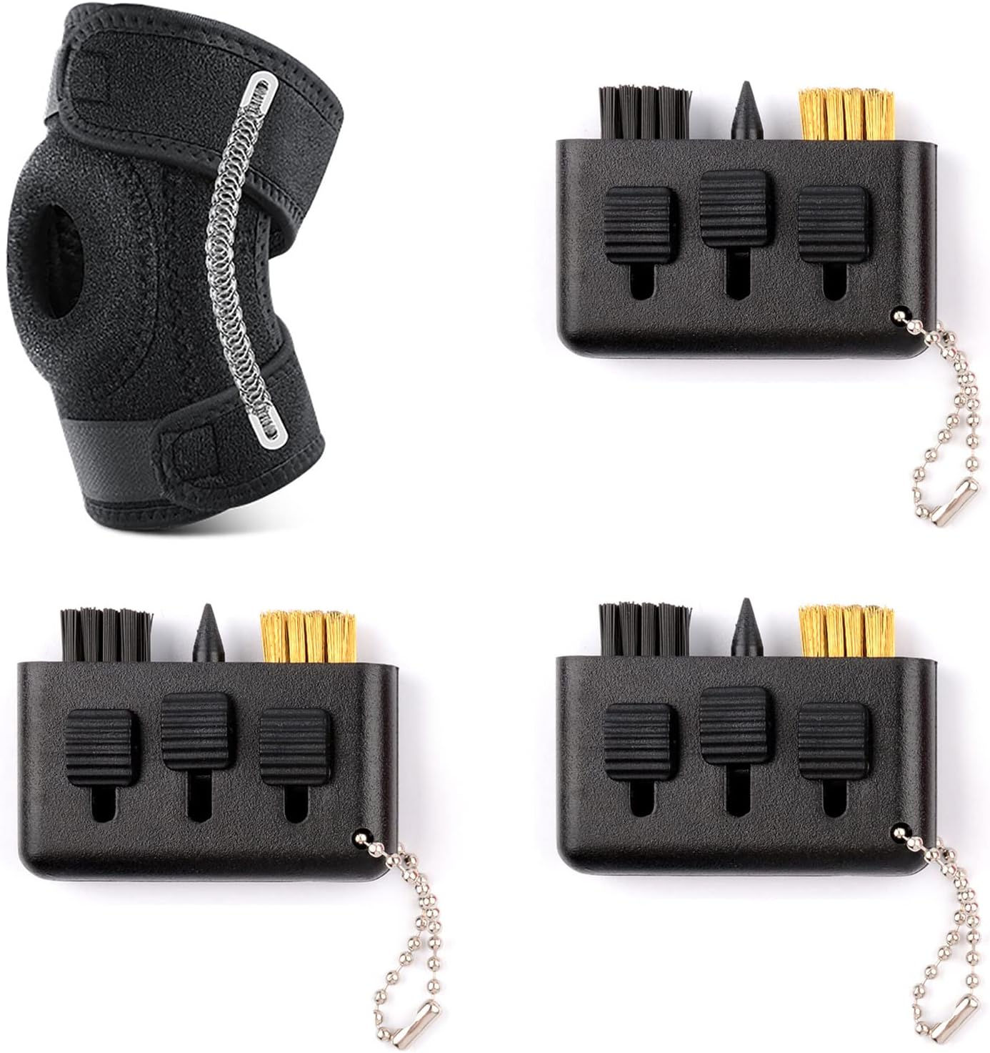 3 Pack Golf Club Brush Pocket with Compression Sleeve for Golfers Elbow Treatment Elbow Brace for Men &Women