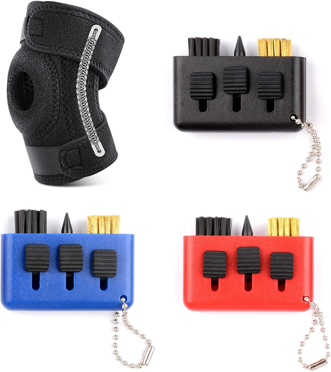 3 Pack Golf Club Brush Pocket with Compression Sleeve for Golfers Elbow Treatment Elbow Brace for Men &Women