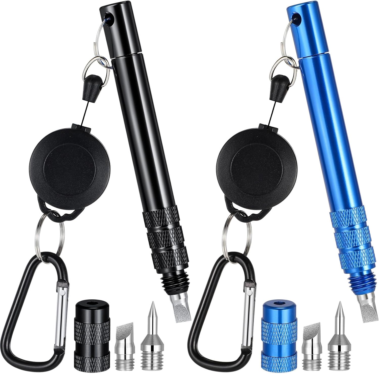 2 Pcs Golf Club Groove Sharpener Tool Golf Groove Sharpener with 3 Replaceable Heads Aluminum Alloy Shaft Groove Cleaner Tool Golf Fit for U and V Grooves Re Grooving Tool