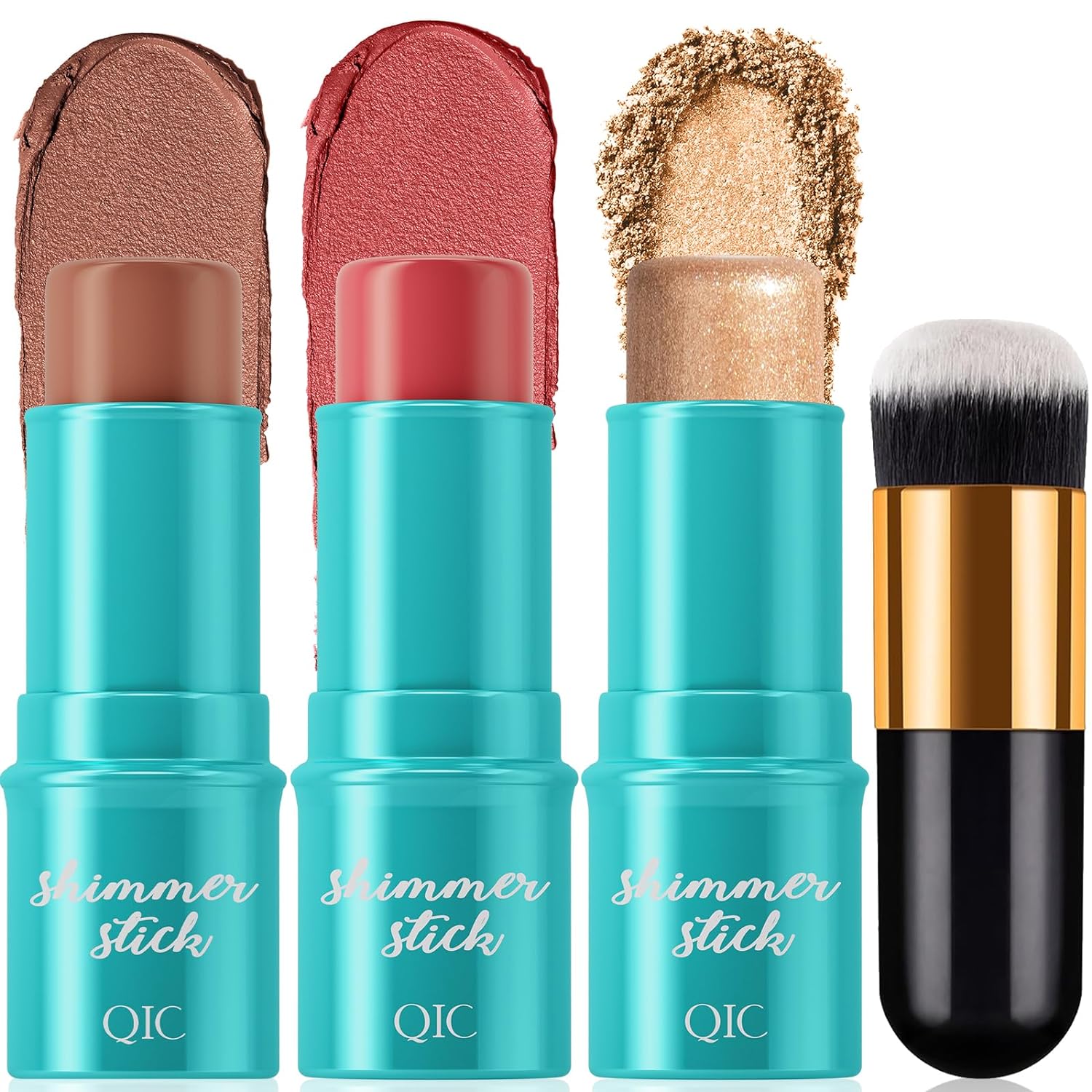 3 Pcs Cream Contour Stick Makeup Set, Shades with Natural Bronzer, Blendable Blush, and Highlighter Stick for a Flawless Look, Long Lasting & Waterproof Contour Stick Makeup for All Skin(#1,5,7）