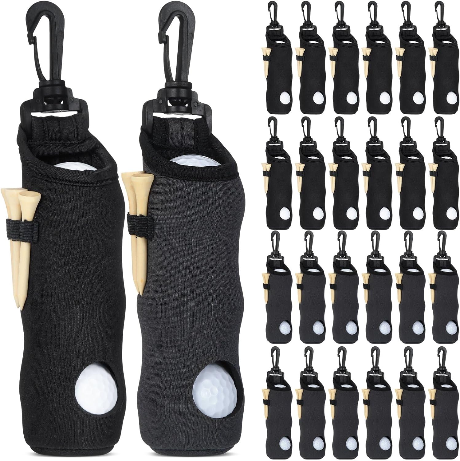 24 Pcs Golf Ball Holder Golf Ball Pouch with Tee Holder Keychain Belt Clip Hook Golf Tee Bag Golf Ball Carry Bag Golf Gifts for Women Girls Ladies
