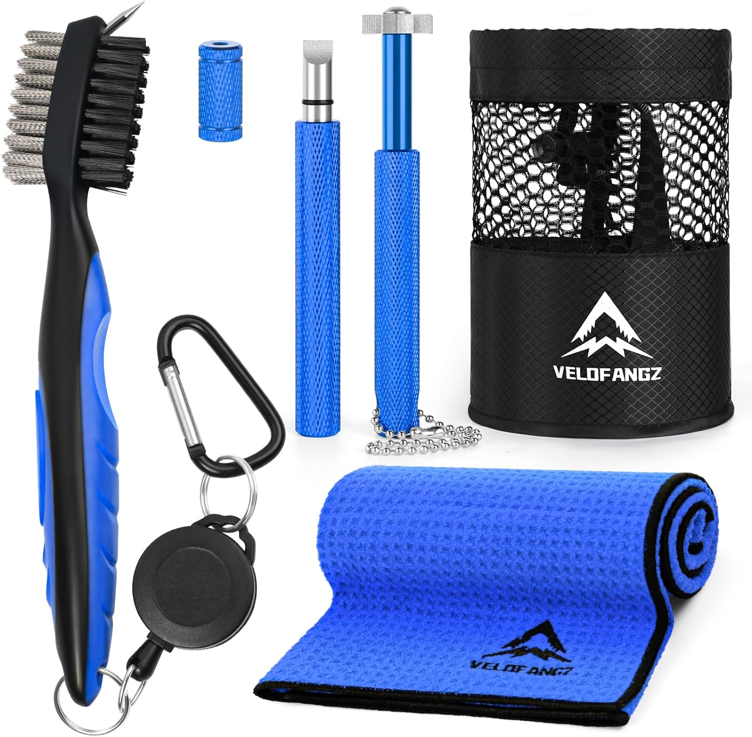 5Pcs Golf Club Groove Sharpener Tool, Golf Essentials Kit, Groove Sharpener Golf for U & V-Grooves, Retractable Golf Club Cleaner Brush, Portable Golf Club Cleaning Kit, Golf Gift for Men