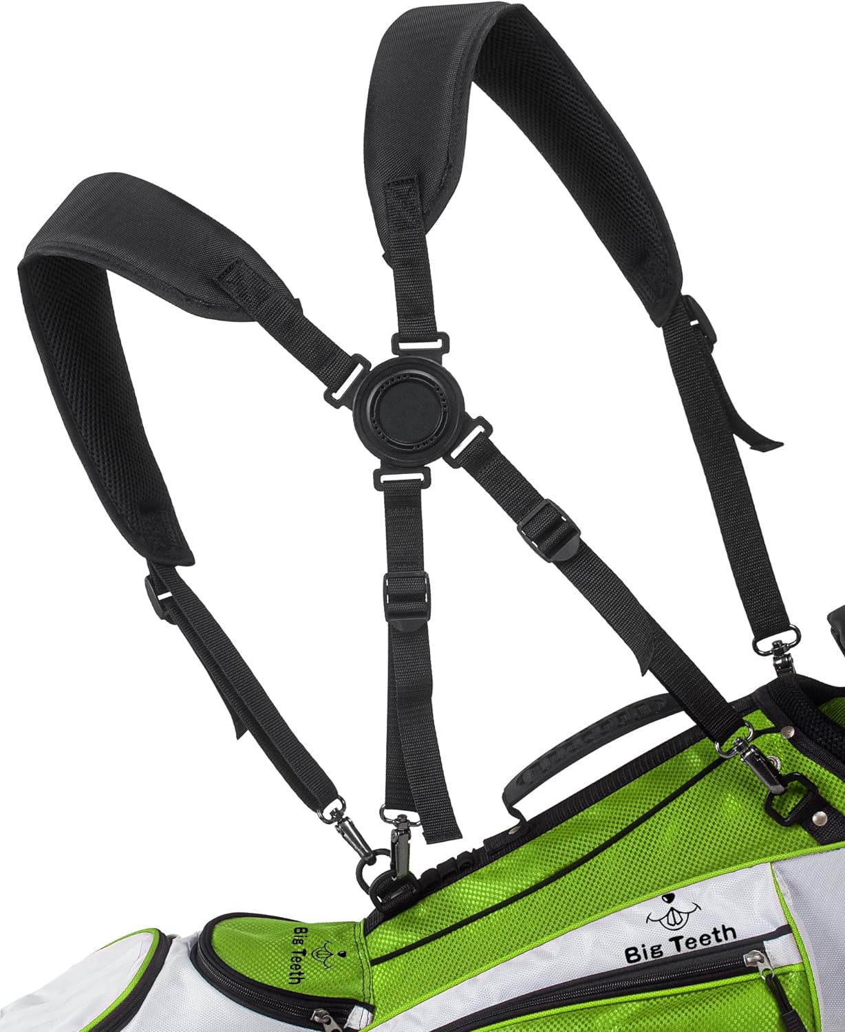 BIG TEETH Golf Bag Strap,Adjustable Padded Bag Strap Replacement,Golf Double Shoulder Bag Straps with 4Pcs Rotate Hooks