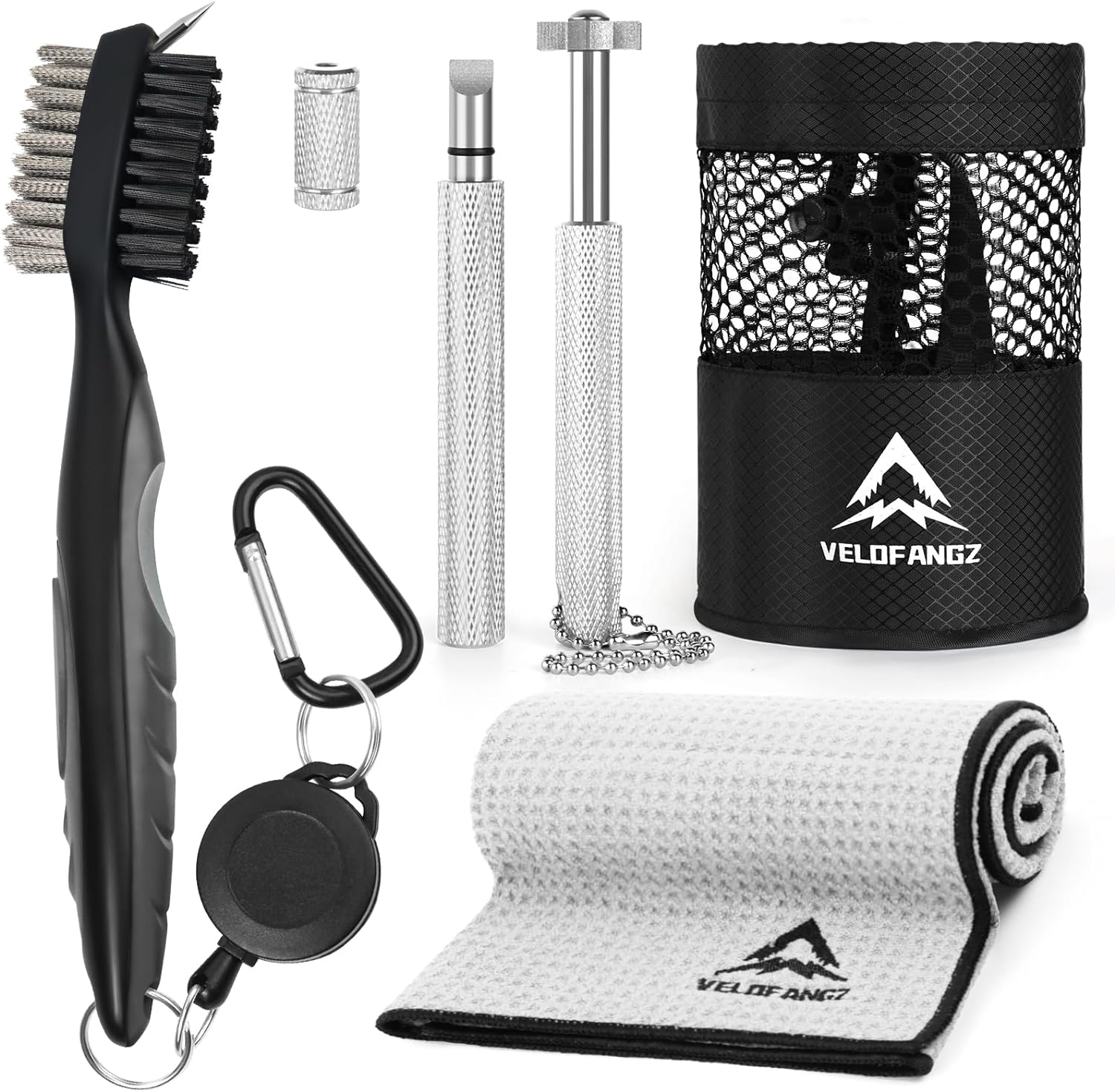 5Pcs Golf Club Groove Sharpener Tool, Golf Essentials Kit, Groove Sharpener Golf for U & V-Grooves, Retractable Golf Club Cleaner Brush, Portable Golf Club Cleaning Kit, Golf Gift for Men