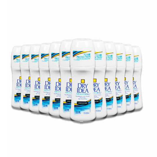 Dry Idea Antiperspirant Deodorant Roll On - Unscented, 3.25 fl oz  - 12 Pack