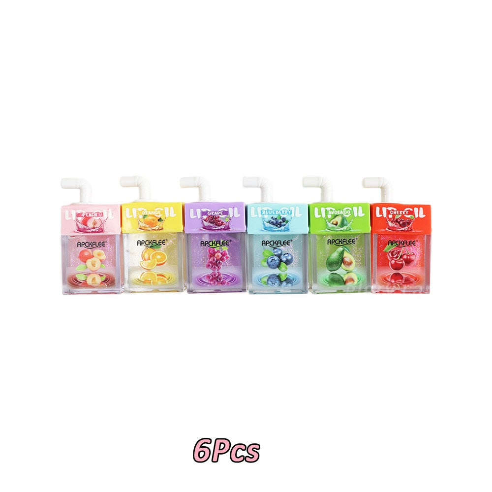 6Pcs Cute Juice Box Lip Gloss Set