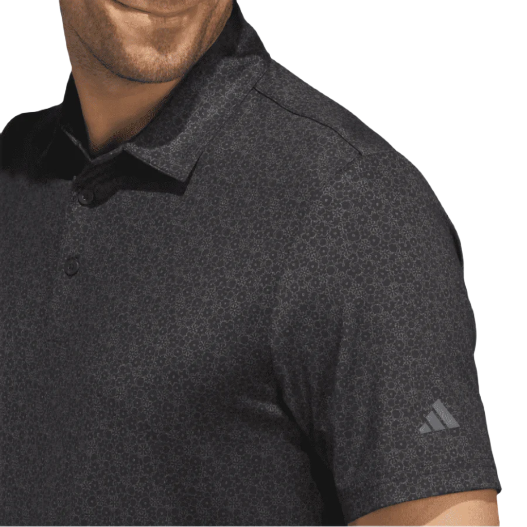 Adidas 2023 Ultimate365 Allover Print Golf Shirt - Black