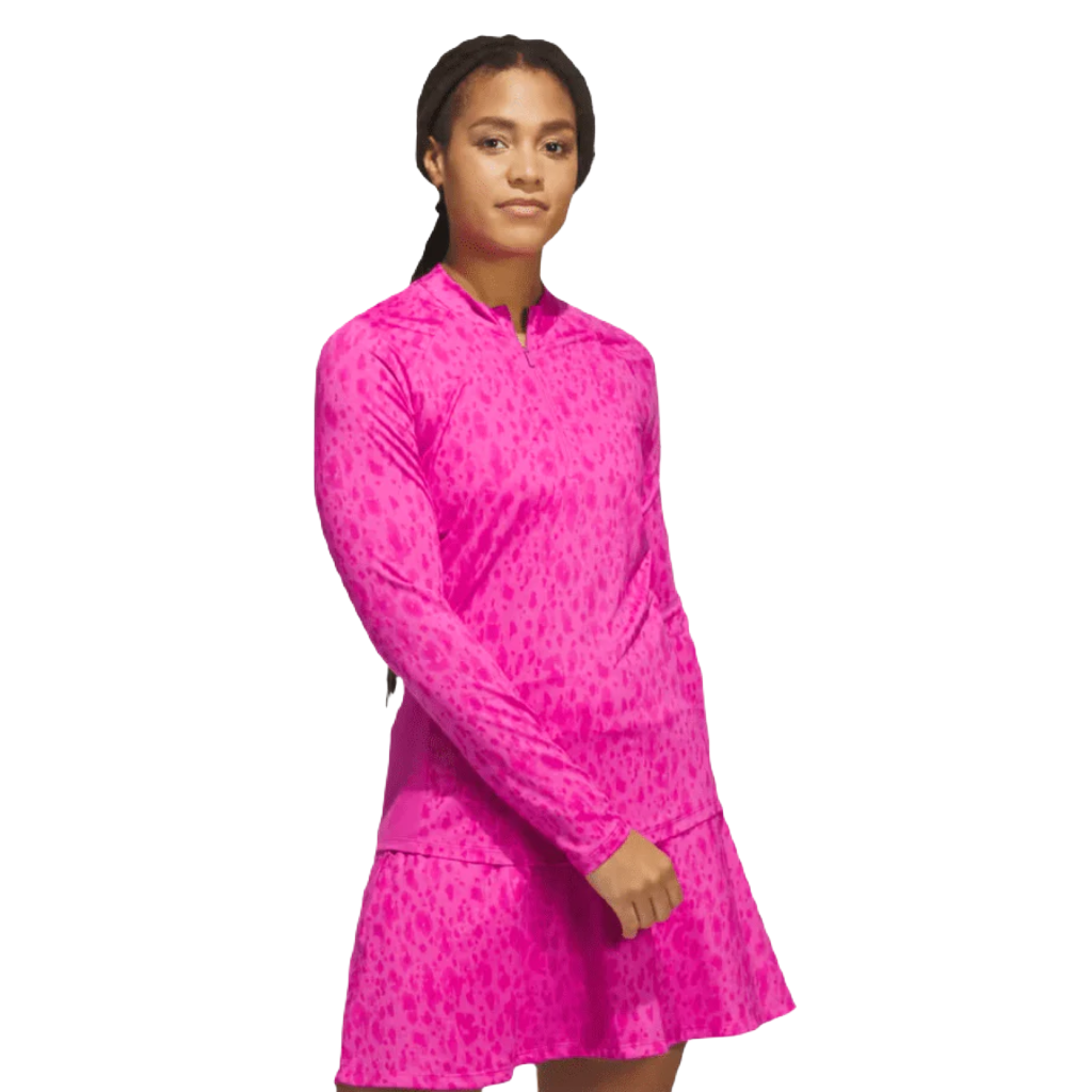 Adidas Ladies Ultimate365 Printed 1/4-Zip- Pink