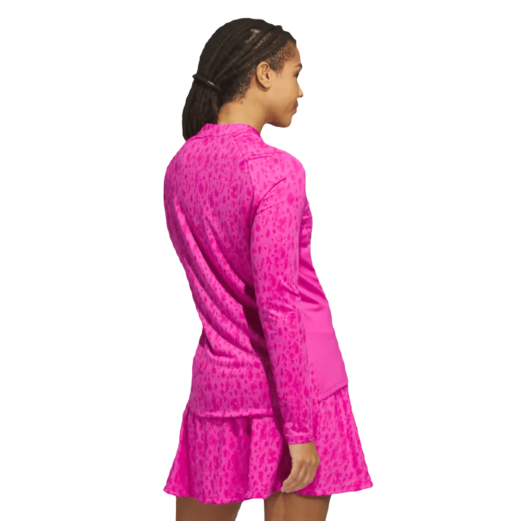 Adidas Ladies Ultimate365 Printed 1/4-Zip- Pink