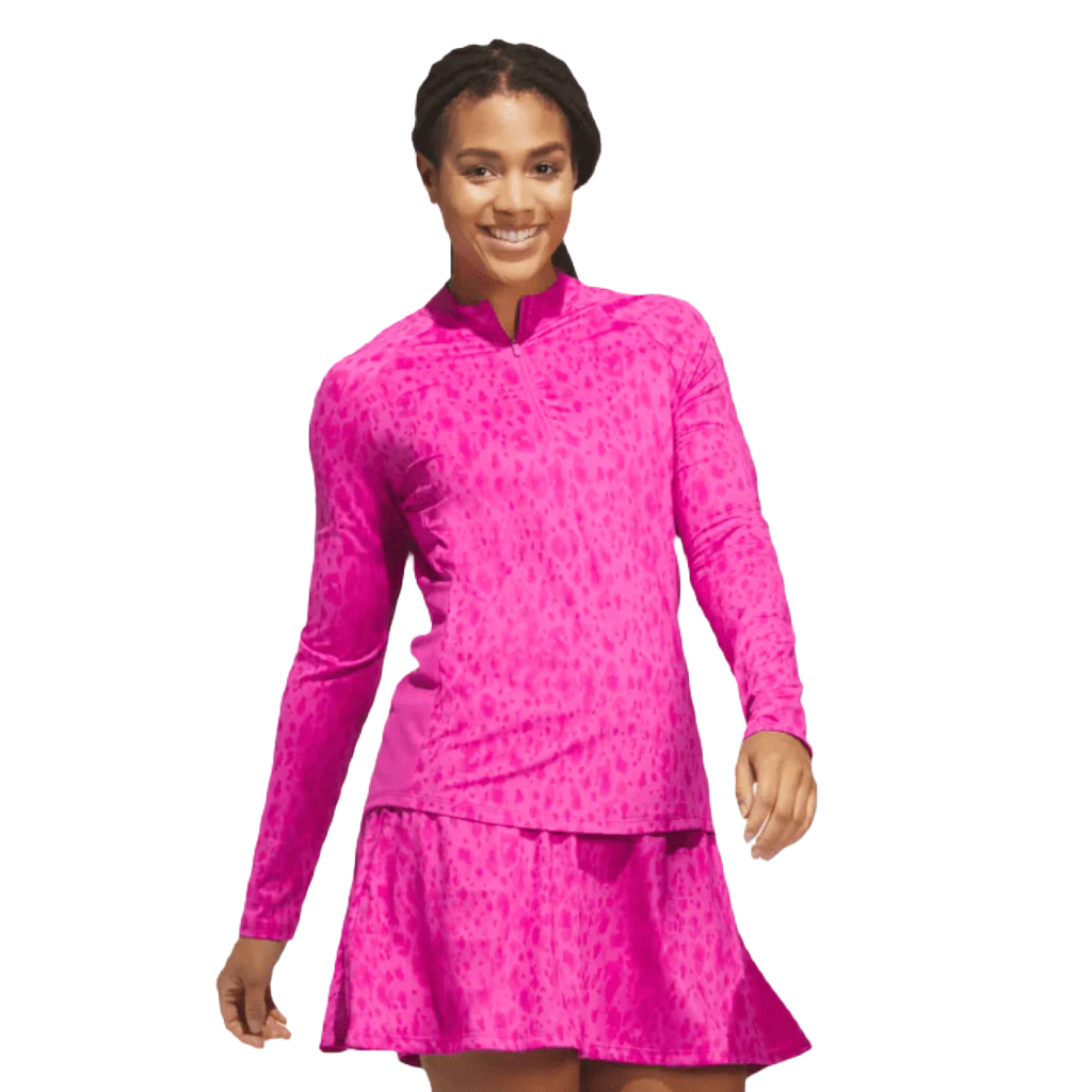 Adidas Ladies Ultimate365 Printed 1/4-Zip- Pink