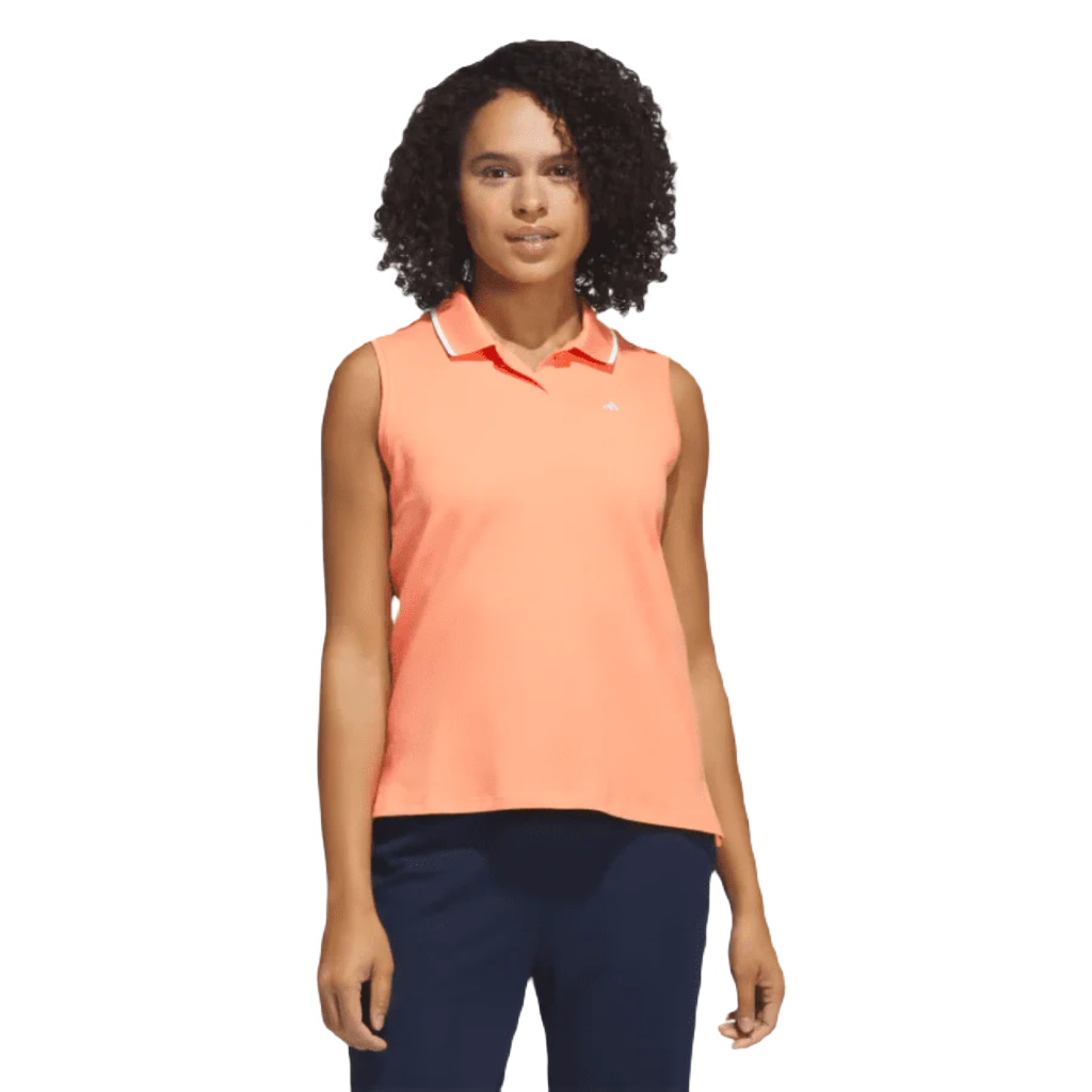 Adidas Ladies Go-To Piqué Sleeveless Golf Polo Shirt - Orange