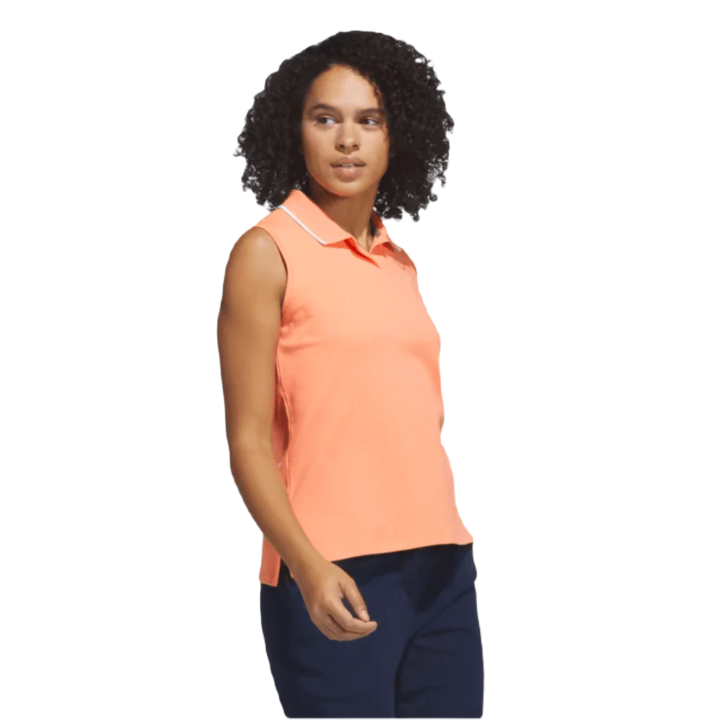 Adidas Ladies Go-To Piqué Sleeveless Golf Polo Shirt - Orange