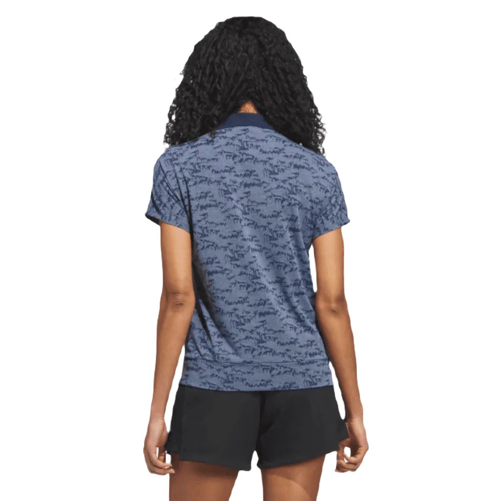 Adidas Ladies Go-To Printed Golf Polo Shirt - Navy