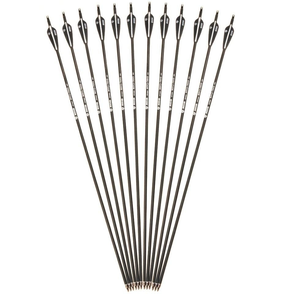12PC 30" Spine 500 Mixed Carbon Arrow Archery Hunting for Compound/Recurve Bow