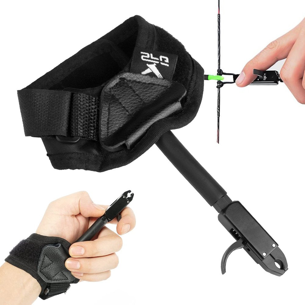 Archery Compound Bow Release Aid Trigger Caliper Release, Eeekit Adjustable Black Wrist Strap Archery Hunting Shooting Wrist Trigger